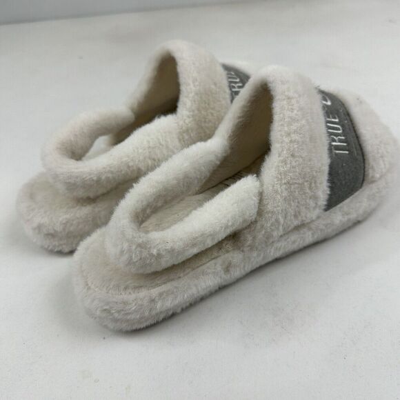 True Religion Plush Faux Fur Slide Slippers Sling Back Fuzzy Ivory XL 9.5-10.5 - Picture 5 of 11